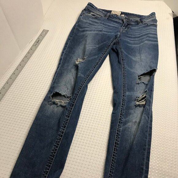 BKE STELLA WOMENS SKINNY DISTRESSED JEANS SIZE 27R - Picture 1 of 8